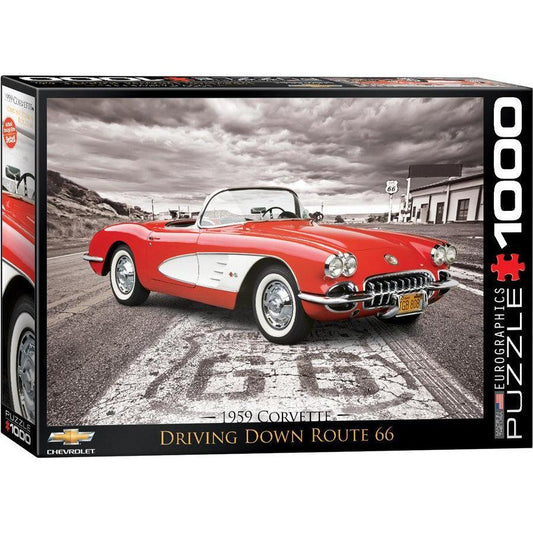 1959 Corvette Driving Down Route 66 1000 Piece Jigsaw Puzzle Eurographics