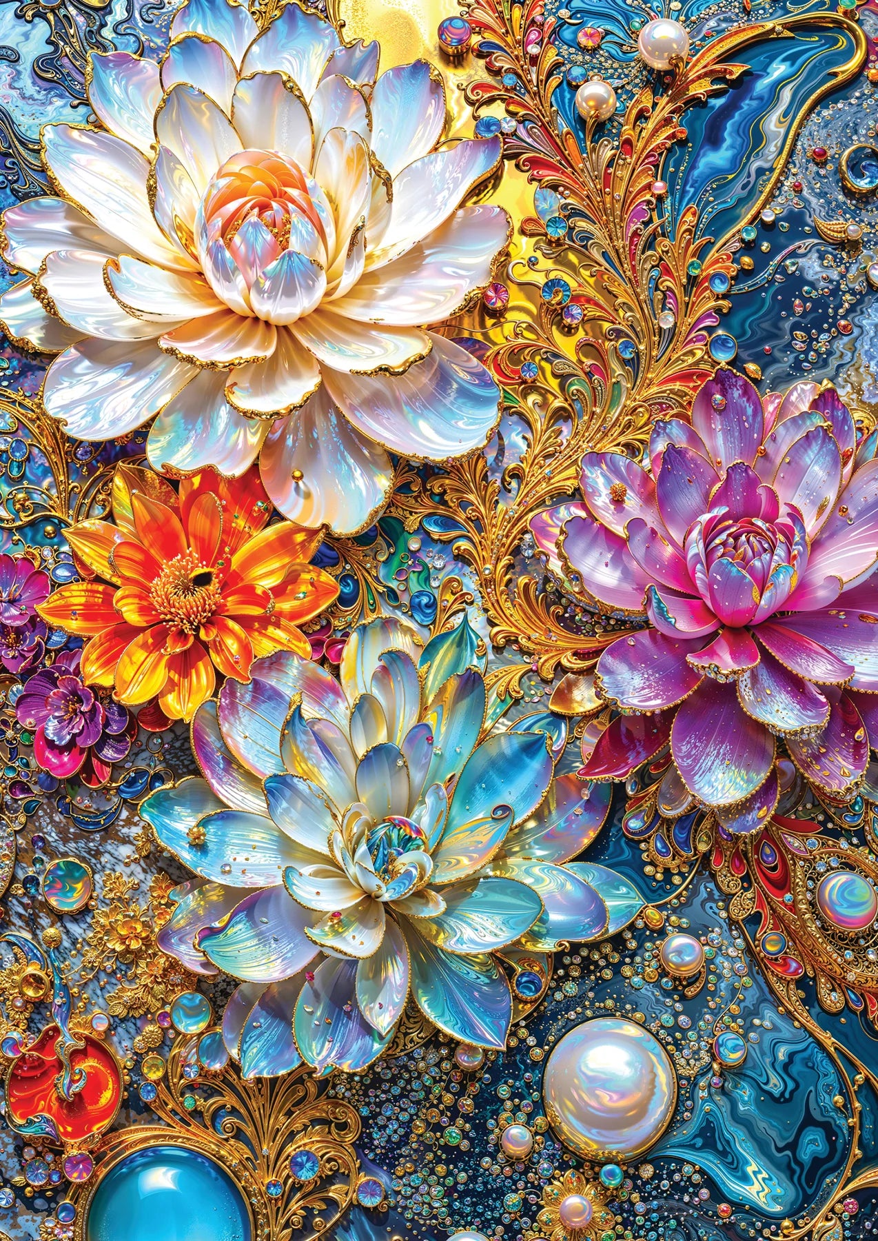 Pearlescent Waterlilies 1000 Piece Jigsaw Puzzle Enjoy