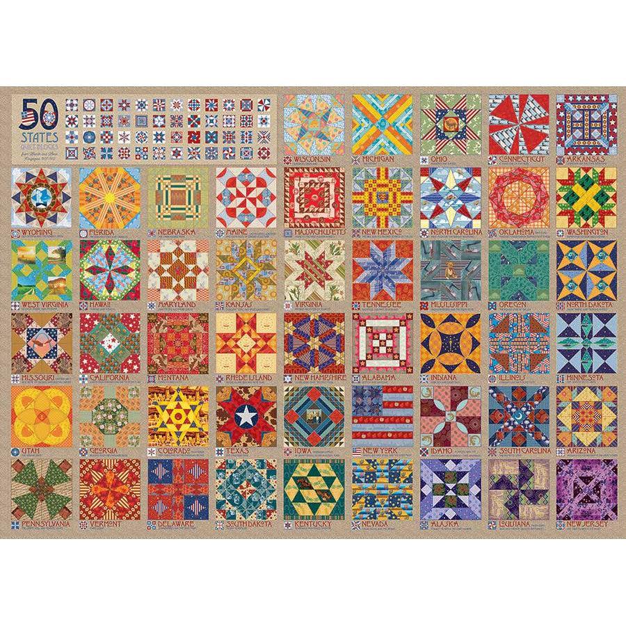50 States Quilt Blocks 1000 Piece Jigsaw Puzzle Cobble Hill