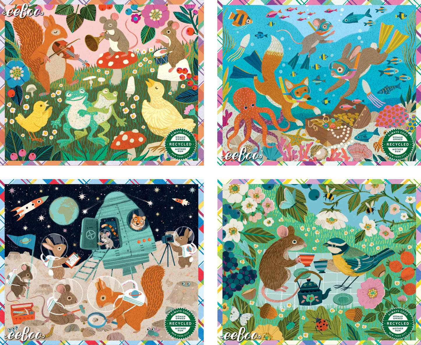 Set of 4 Victoria Ball 36 Piece Mini Jigsaw Puzzles eeBoo