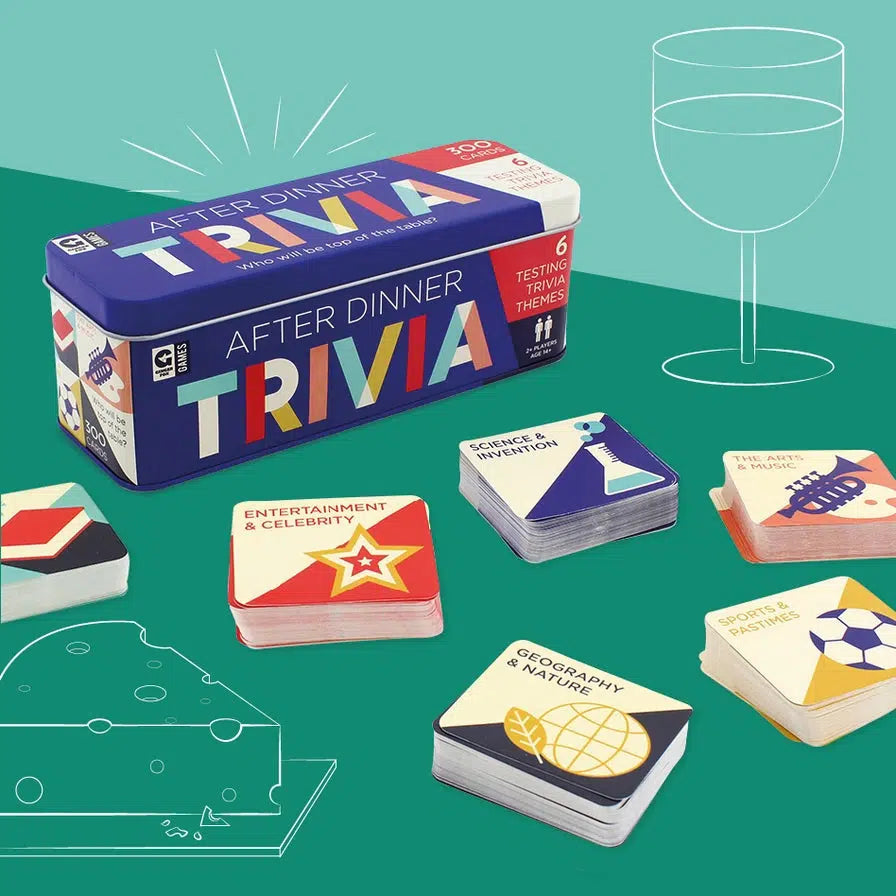 After Dinner Trivia Card Game in Tin Ginger Fox