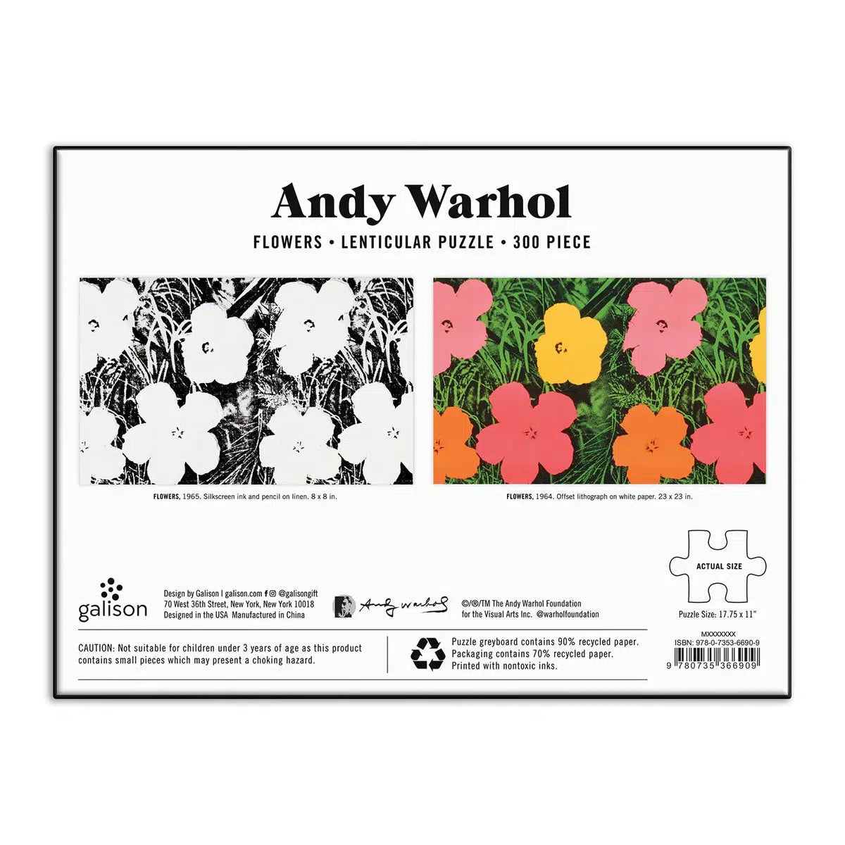 Andy Warhol Flowers 300 Piece Lenticular Jigsaw Puzzle Galison