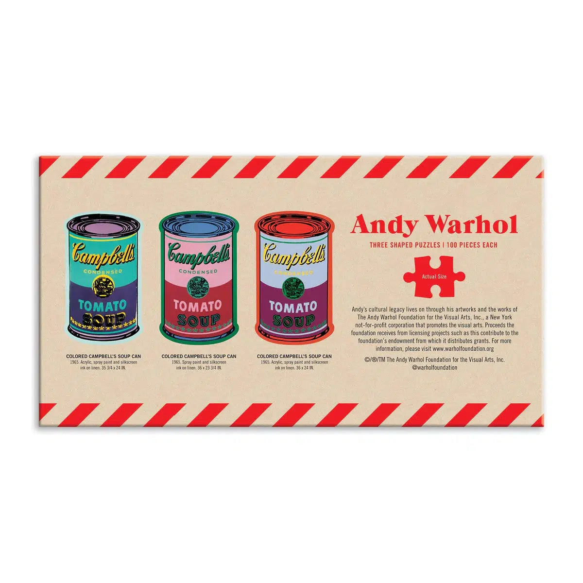 Andy Warhol Soup Cans Set of 3 100 Piece Shaped Puzzles in Tins Galison