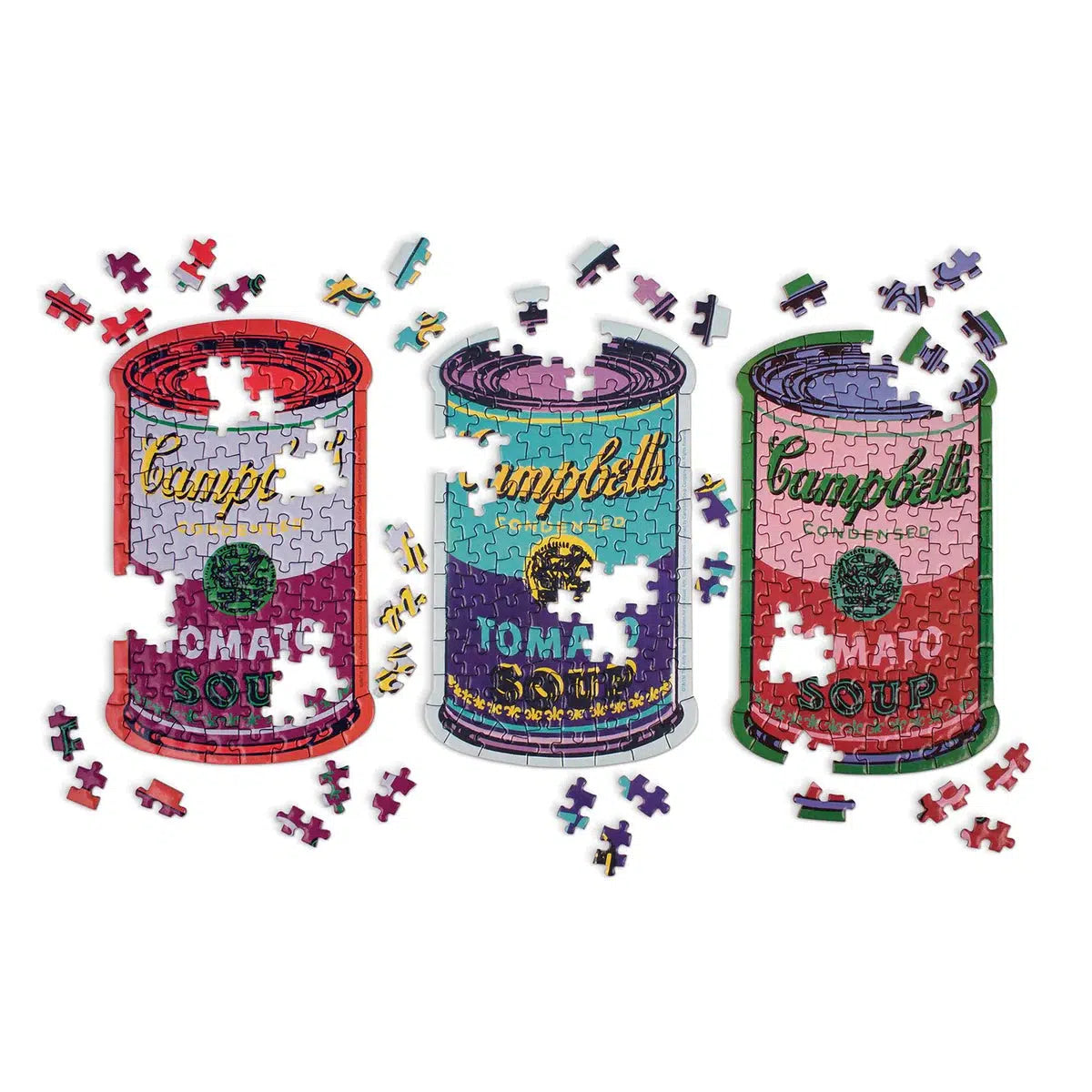 Andy Warhol Soup Cans Set of 3 100 Piece Shaped Puzzles in Tins Galison