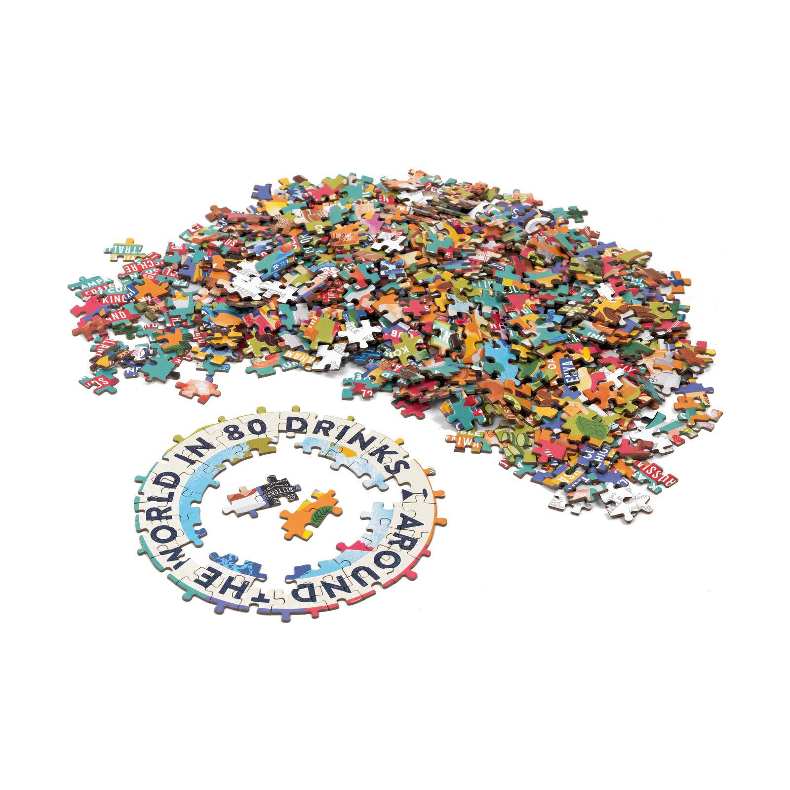 Around the World in 80 Drinks 1000 Piece Circular Jigsaw Puzzle Professor Puzzle