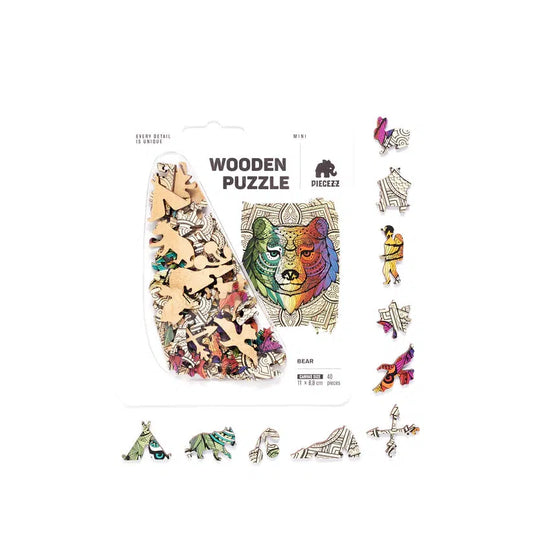 Bear 40 Piece Mini Wooden Jigsaw Puzzle Geek Toys