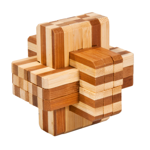 Block Cross 2 3D Bamboo Puzzle Fridolin
