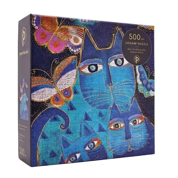 Blue Cats & Butterflies 500 Piece Jigsaw Puzzle Paperblanks