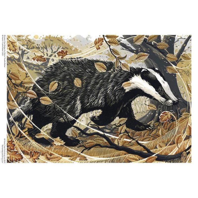 Blustery Day Badger 1000 Piece Jigsaw Puzzle Flame Tree