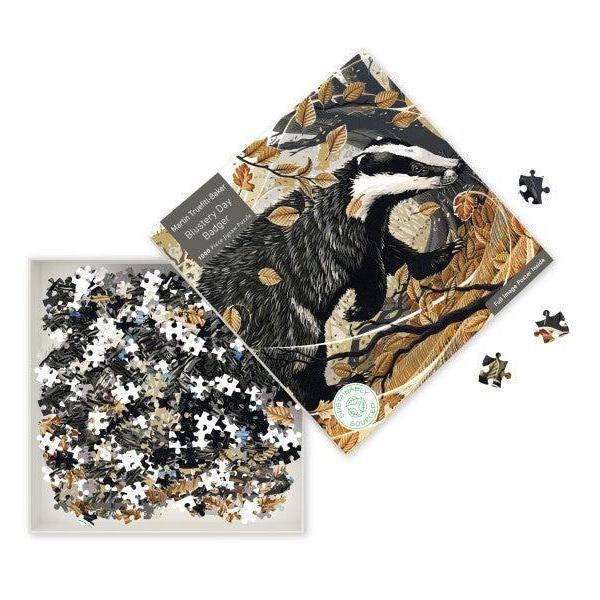 Blustery Day Badger 1000 Piece Jigsaw Puzzle Flame Tree