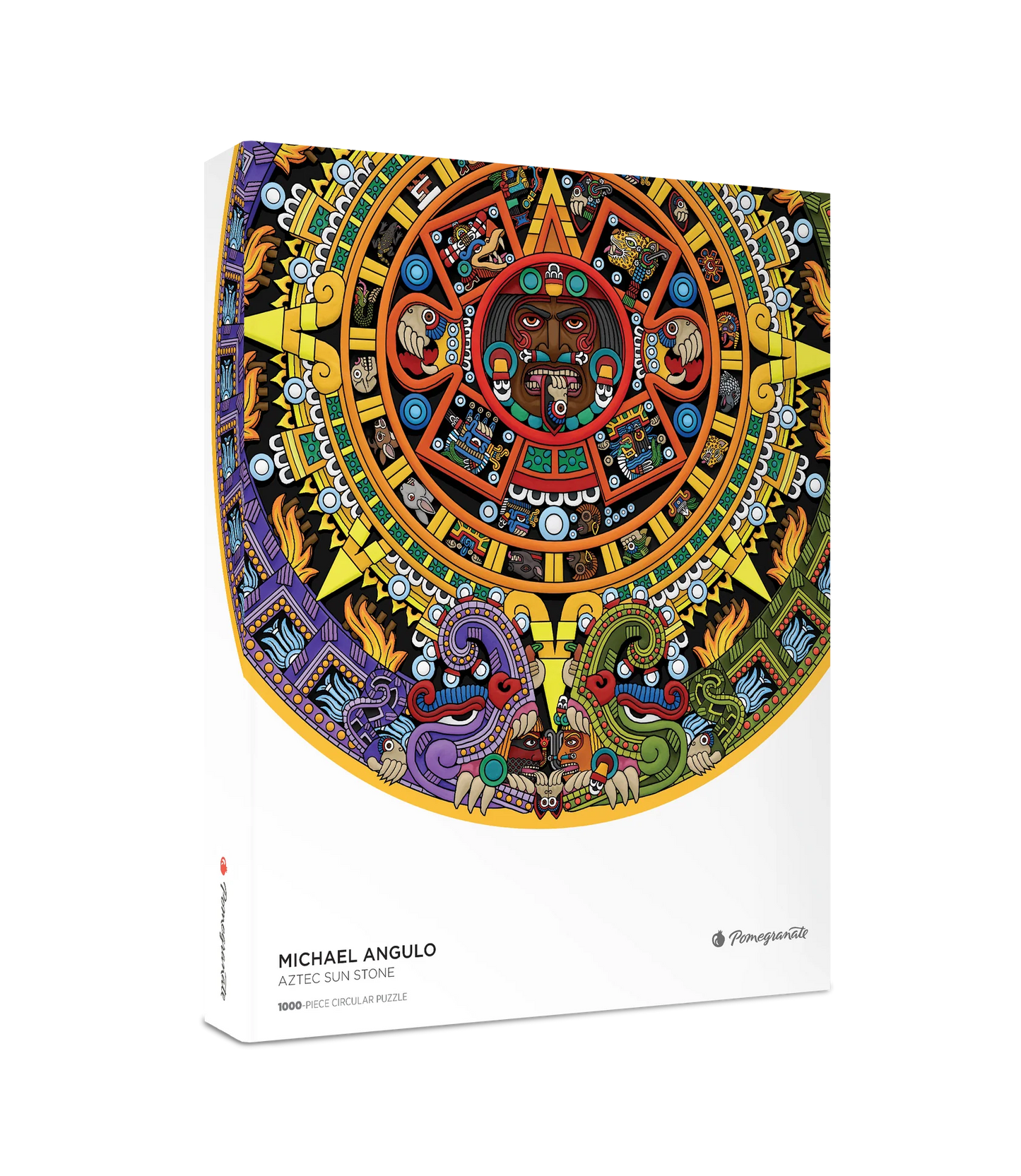 Aztec Sun Stone 1000 Piece Circular Jigsaw Puzzle Pomegranate
