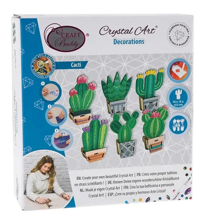 Cacti Set of 6 Crystal Art Kit Craft Buddy