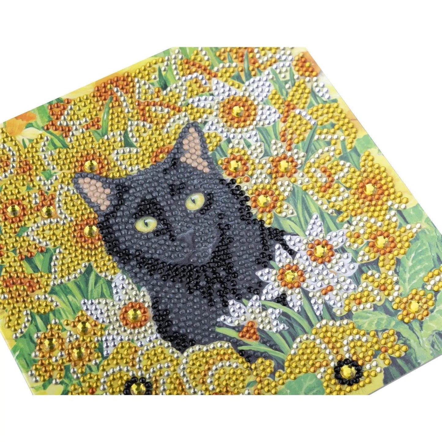 Cat Amongst the Flowers Crystal Art Card Kit Craft Buddy
