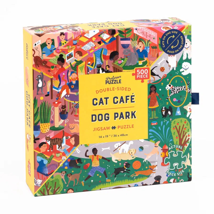 Cat Café Dog Park 500 Piece Double-Sided Jigsaw Puzzle Professor Puzzle
