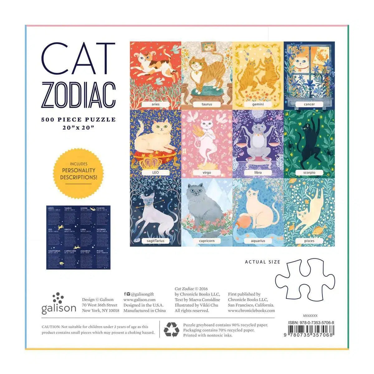 Cat Zodiac 500 Piece Jigsaw Puzzle Galison