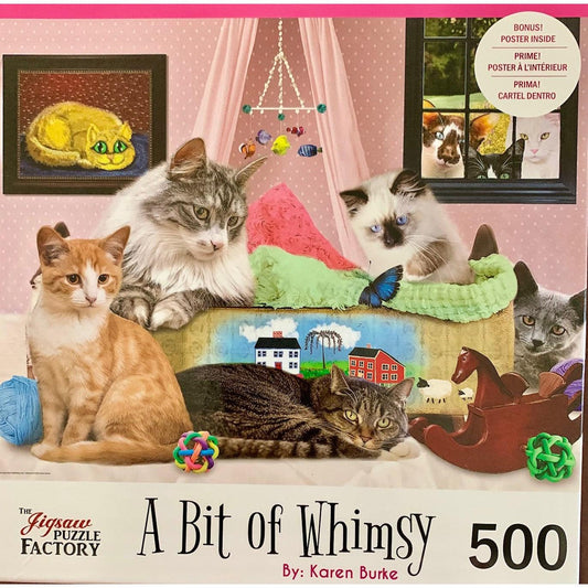 Cats & a Cradle A Bit of Whimsy 500 Piece Jigsaw Puzzle Leap Year