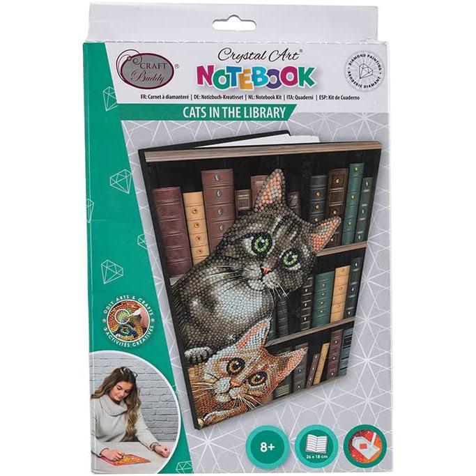 Cats in the Library Crystal Art Notebook Kit Craft Buddy