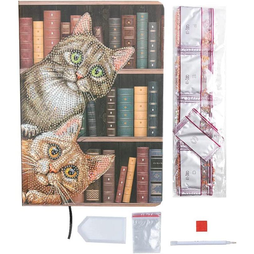 Cats in the Library Crystal Art Notebook Kit Craft Buddy