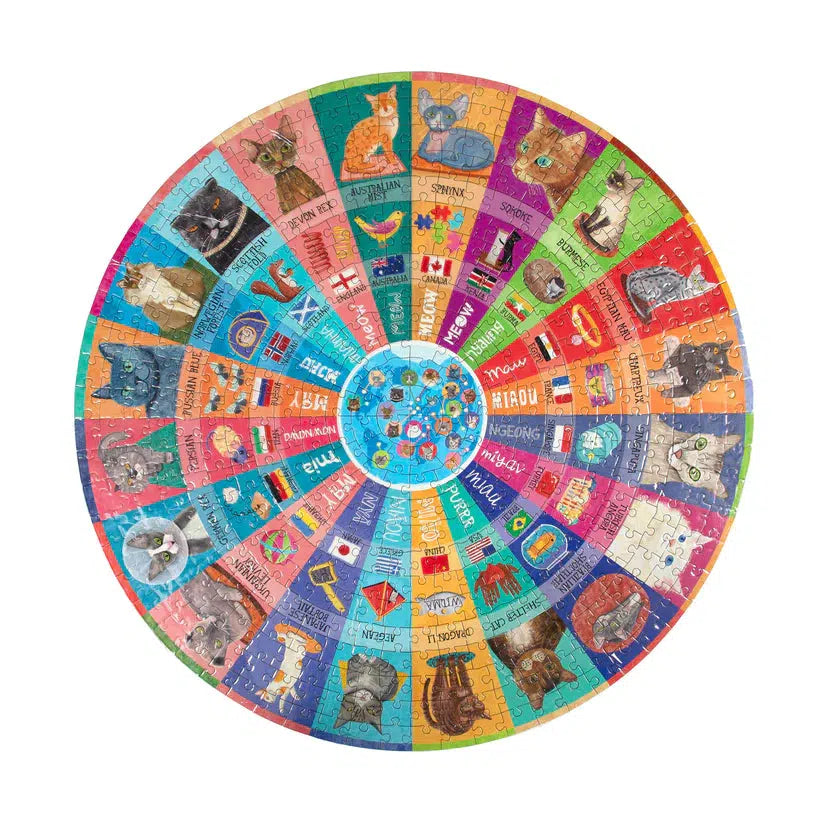 Cats of the World 500 Piece Round Jigsaw Puzzle eeBoo
