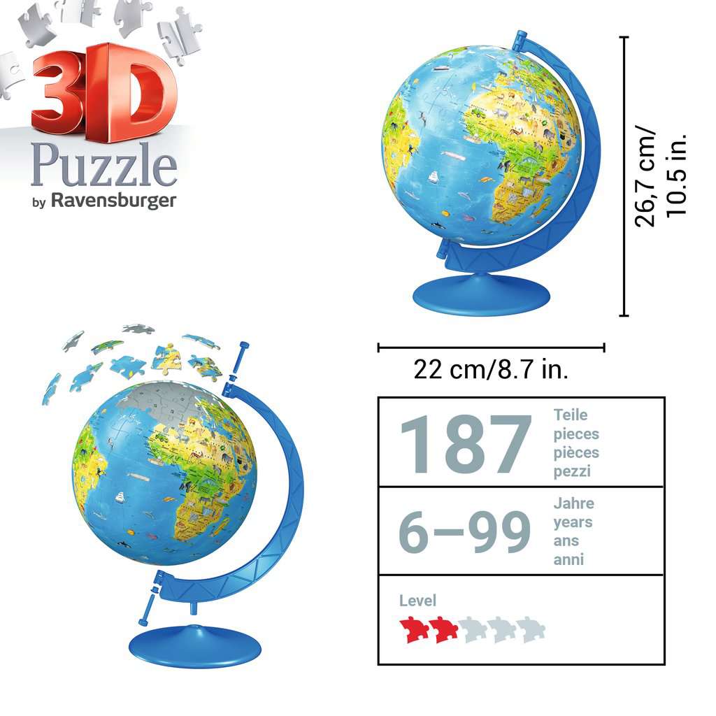 Children's Light-Up Globe 188 Piece 3D Jigsaw Puzzle Ravensburger