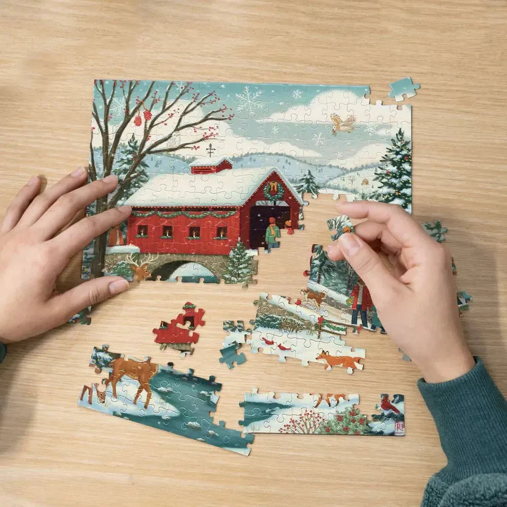 Covered Bridge Christmas 210 Piece Jigsaw Puzzle Boardwalk