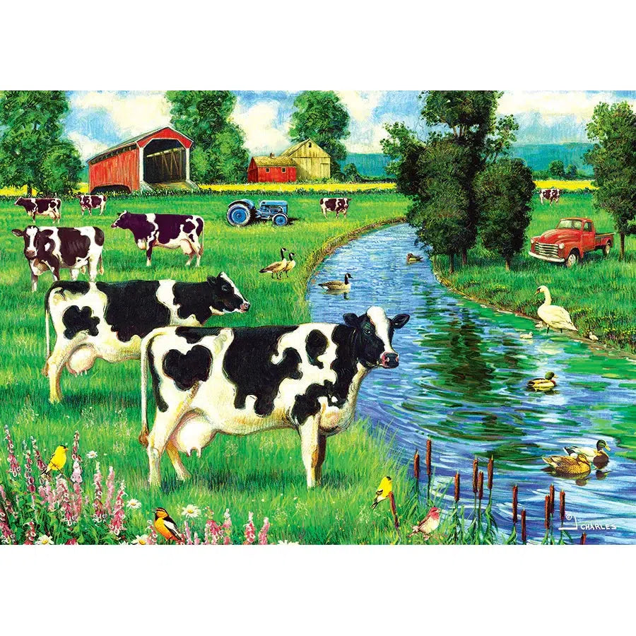 Cow Stream 35 Piece Tray Jigsaw Puzzle Cobble Hill