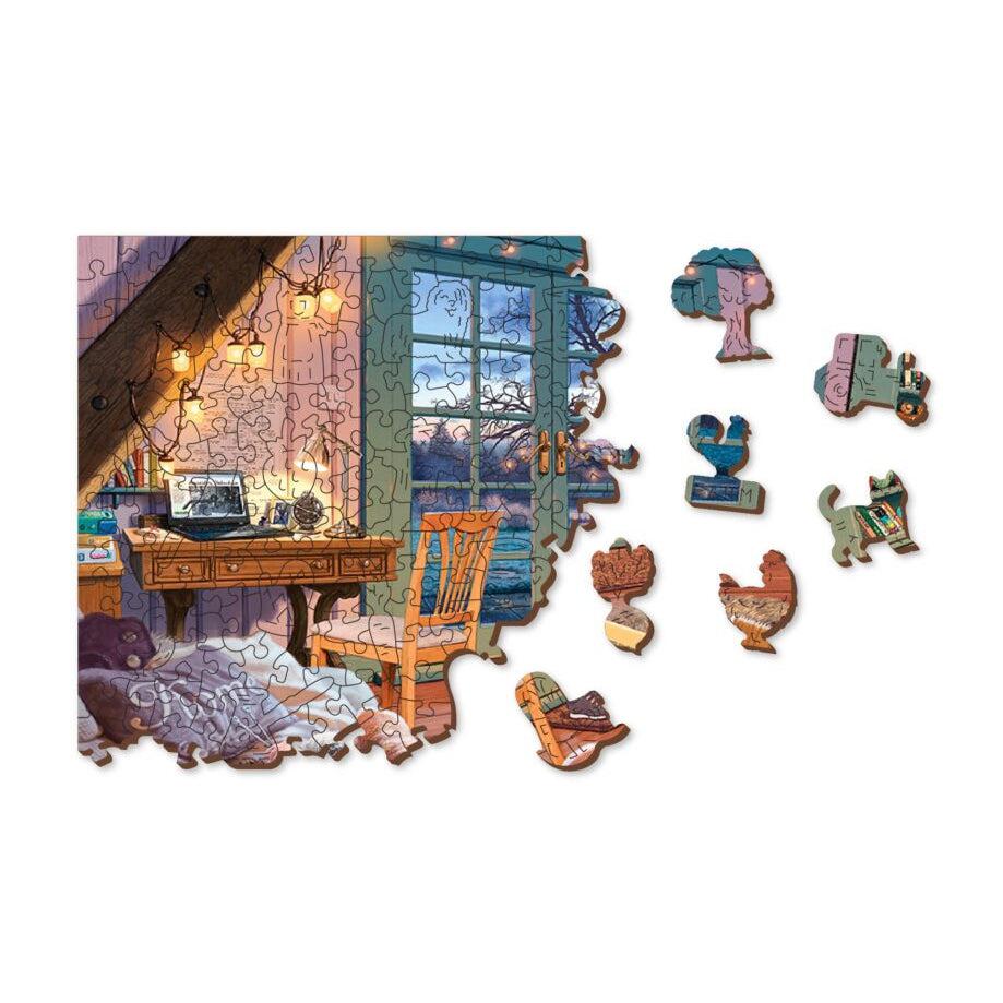 Cozy Cabin 505 Piece Wood Jigsaw Puzzle Wooden City