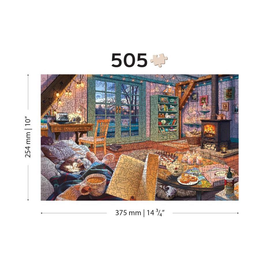 Cozy Cabin 505 Piece Wood Jigsaw Puzzle Wooden City