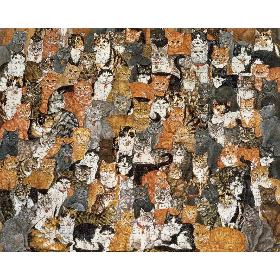Double Cat-Spread by Ditz 1000 Piece Jigsaw Puzzle Pomegranate