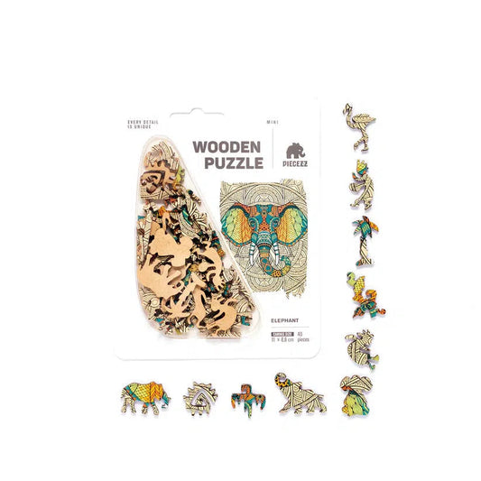 Elephant 40 Piece Mini Wooden Jigsaw Puzzle Geek Toys