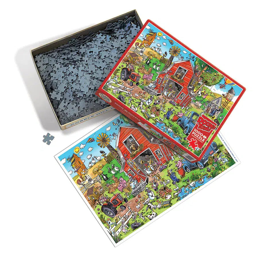 Farmyard Folly Doodle Town 1000 Piece Jigsaw Puzzle Cobble Hill