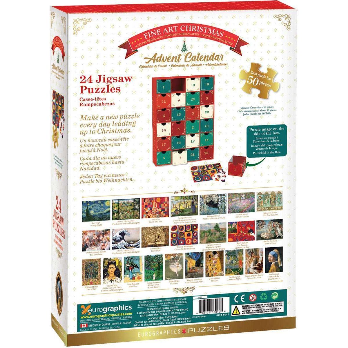 Fine Art Christmas Advent Calendar - 24 Set of 50 Piece Mini Jigsaw Puzzles Eurographics