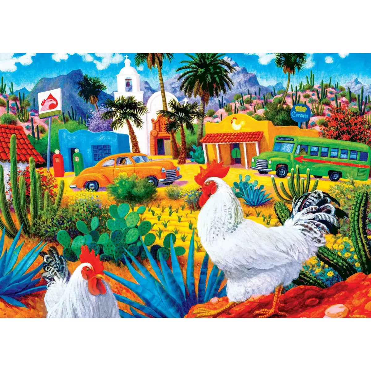 Gallos Blancos Roadsides of the Southwest 550 Piece Jigsaw Puzzle MasterPieces