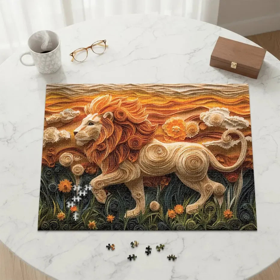 Golden Lion 1000 Piece Jigsaw Puzzle Final Piece
