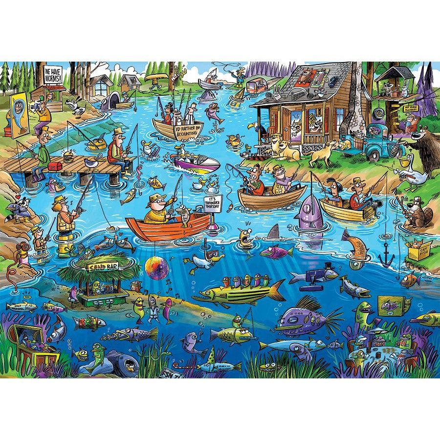 Gone Fishing Doodle Town 1000 Piece Jigsaw Puzzle Cobble Hill