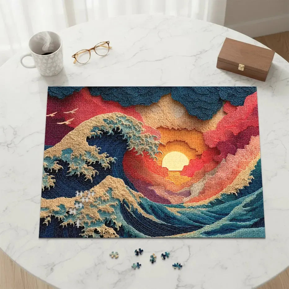 Great Wave 1000 Piece Jigsaw Puzzle Final Piece