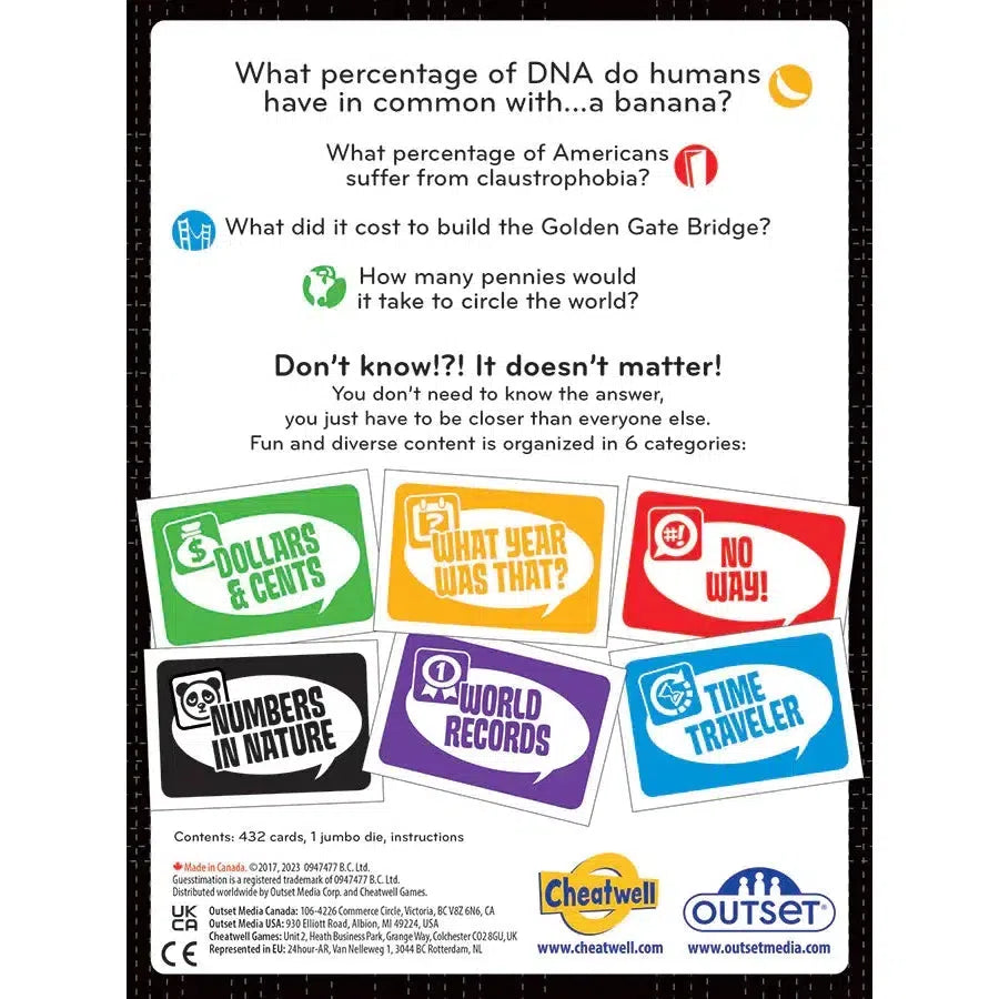 Guesstimation Trivia Card Game Outset