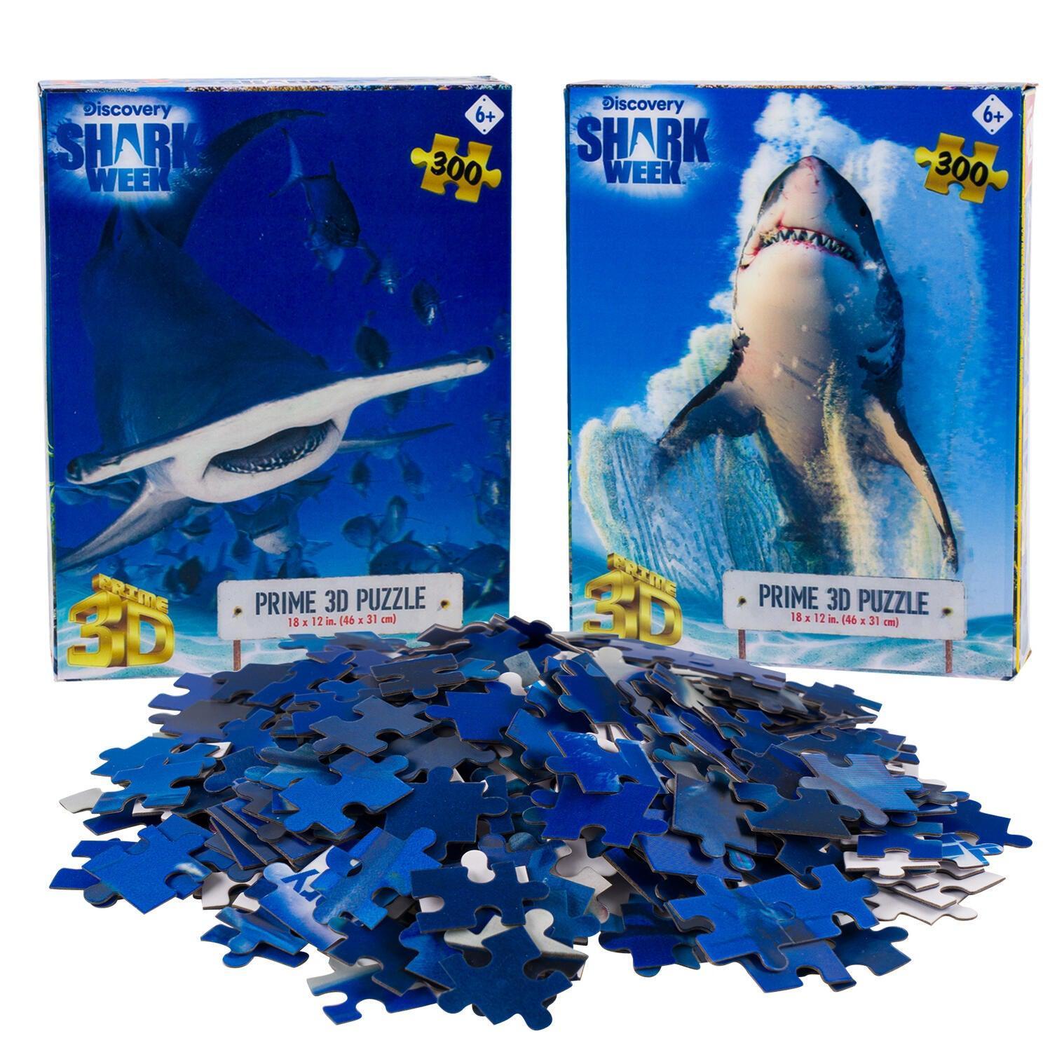 Hammerhead & Great White Set of 2 300 Piece Lenticular Jigsaw Puzzles Prime 3D