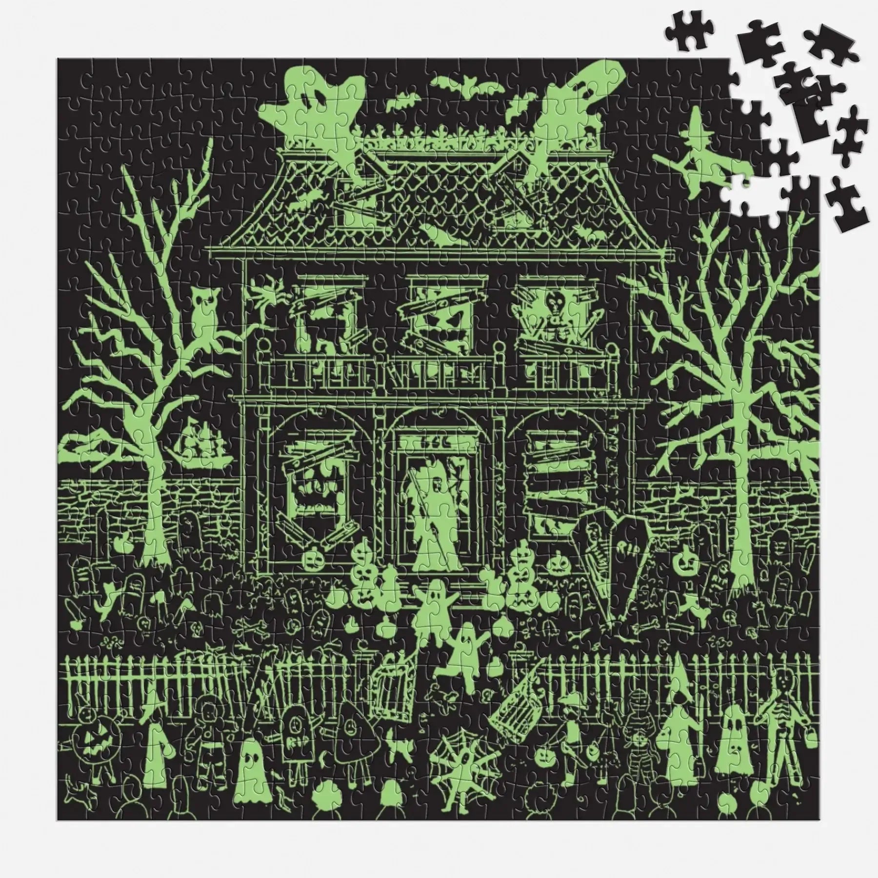 Haunted House 500 Piece Glow in the Dark Jigsaw Puzzle Galison
