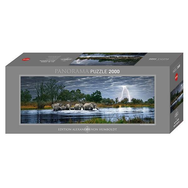 Herd of Elephants 2000 Piece Panoramic Jigsaw Puzzle Heye