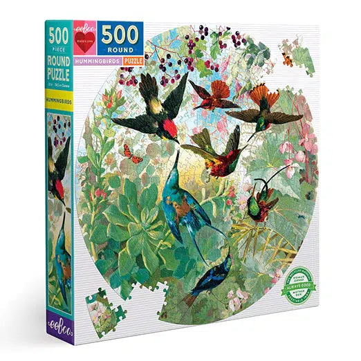 Hummingbirds 500 Piece Round Jigsaw Puzzle eeBoo