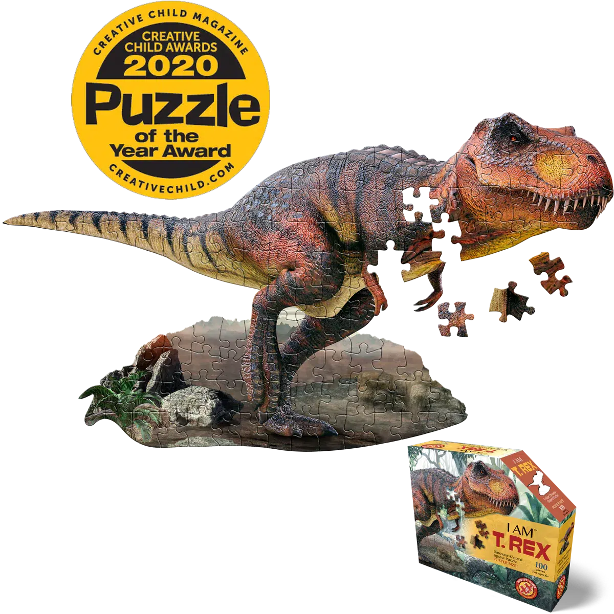 I Am T. Rex 100 Piece Dinosaur Shaped Jigsaw Puzzle Madd Capp