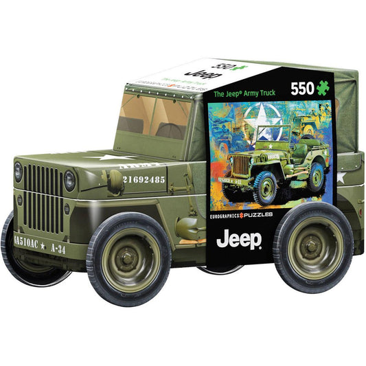 Jeep Army Truck 550 Piece Jigsaw Puzzle in Tin Eurographics