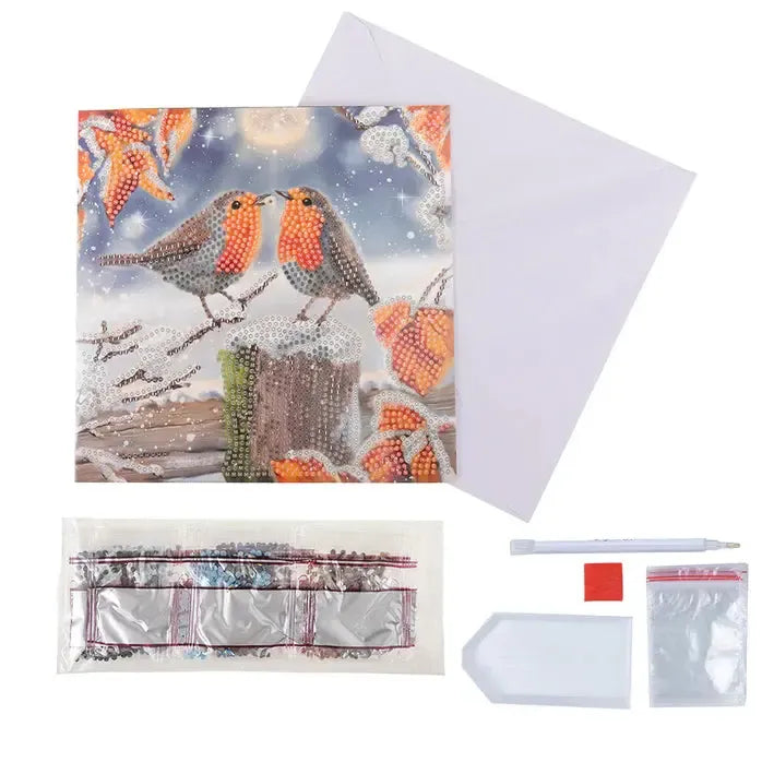 Kissing Robins Crystal Art Card Kit Craft Buddy
