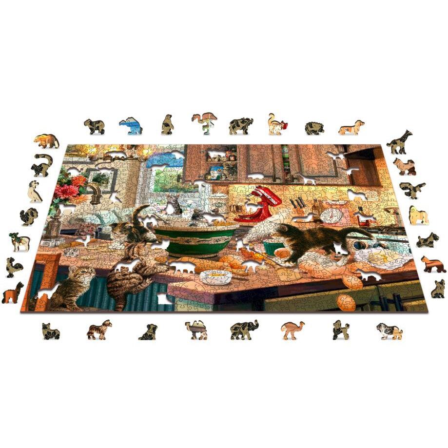 Kitten Kitchen Capers 1010 Piece Wood Jigsaw Puzzle Wooden City