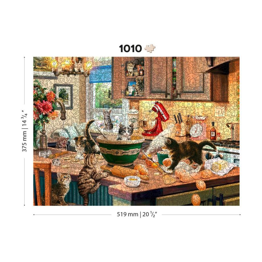 Kitten Kitchen Capers 1010 Piece Wood Jigsaw Puzzle Wooden City