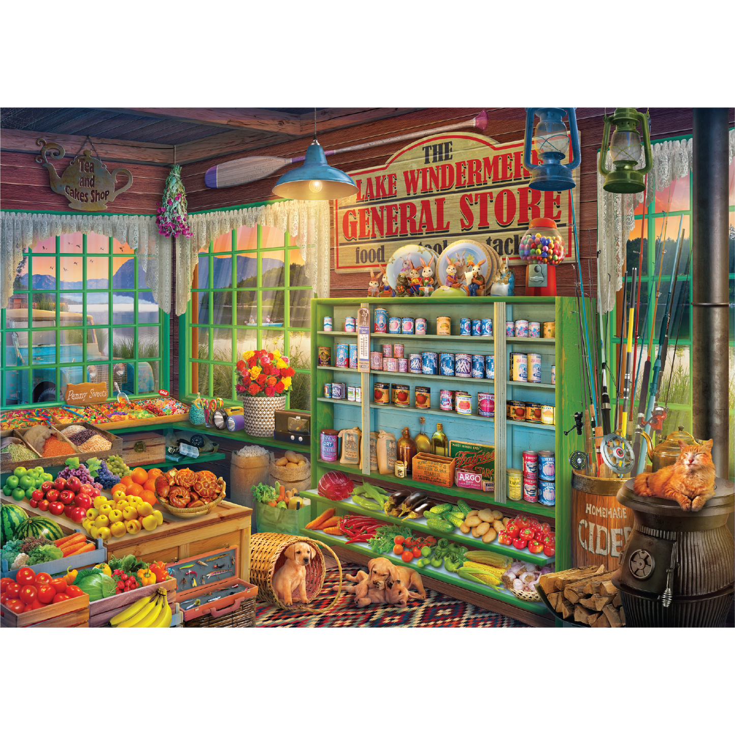 Lake General Store 500 Piece Jigsaw Puzzle in Shaped Box Springbok