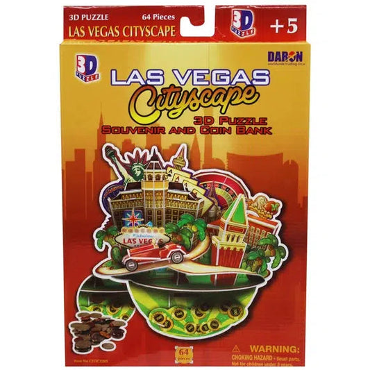 Las Vegas Cityscape 64 Piece 3D Puzzle and Coin Bank