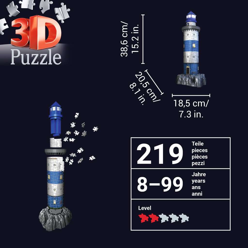 Light-Up Lighthouse 219 Piece 3D Jigsaw Puzzle Ravensburger