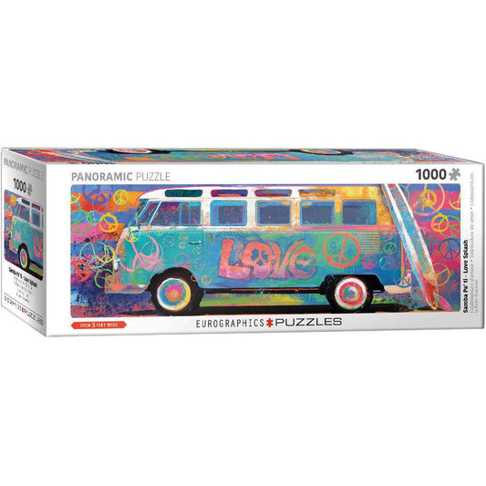 Love Splash VW Bus 1000 Piece Panoramic Jigsaw Puzzle Eurographics